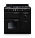 Rangemaster Classic 90cm Dual Fuel Gloss Black with Chrome trim Range Cooker front view