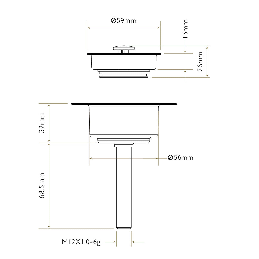 Bidbury & Co 1.5" Contemporary Waste