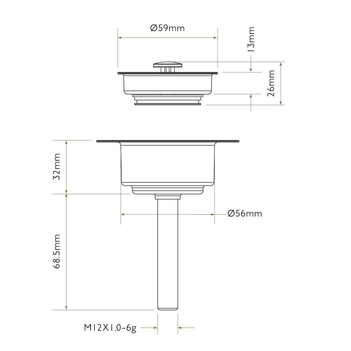 Bidbury & Co 1.5" Contemporary Waste