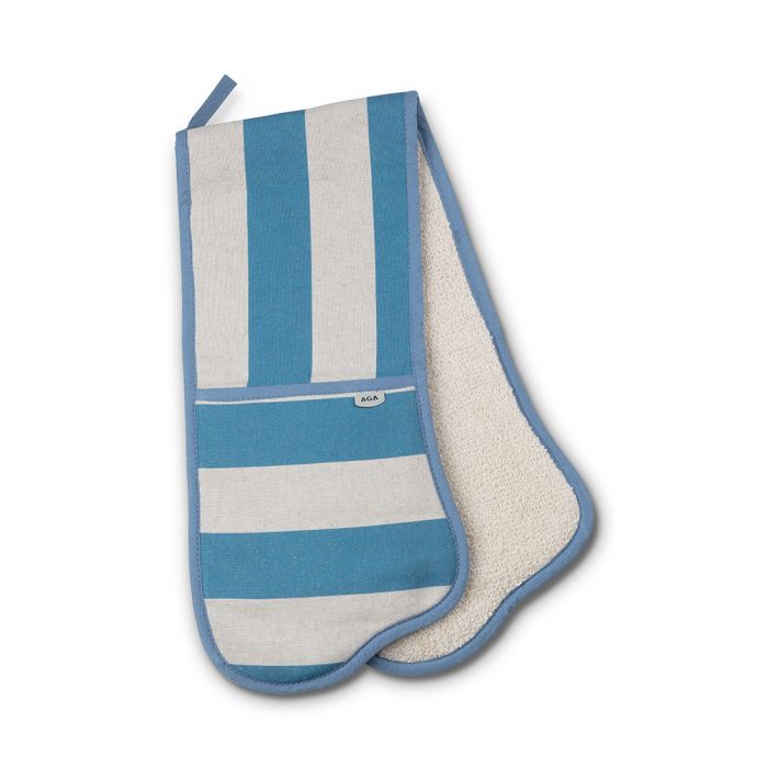 AGA Marina Blue Stripe Double Oven Glove